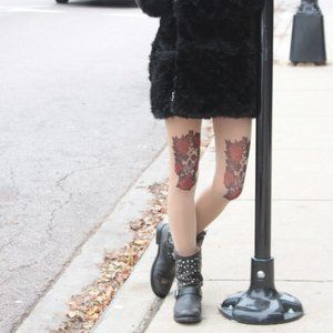 Women's  Sheer Tattoo Tights skull